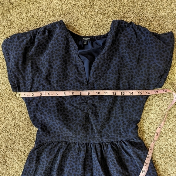 Madewell Blue and Black Leaf Print Dress Size 2 - Picture 3 of 12